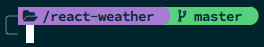 Left side of terminal prompt with git branch.